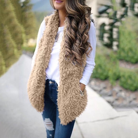 Lena Vie Boutique Jackets & Blazers - Honey Bear Teddy Coat Vest